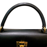 エルメス HERMES ケリー28　外縫い 〇Y刻印 ブラック ボックスカーフ レディース ハンドバッグ