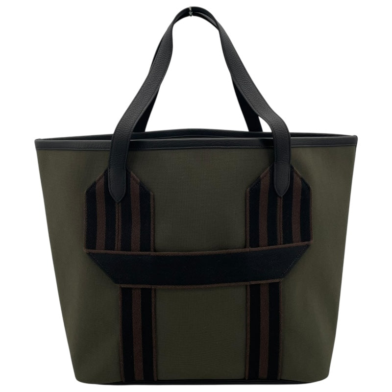 エルメス HERMES ピュールサングル U刻 カーキ SV金具 トワル レディース トートバッグ