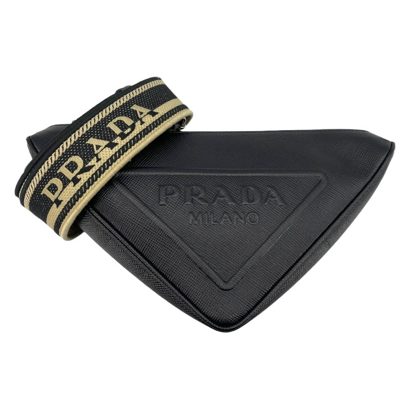 プラダ PRADA ロゴ トライアングル ショルダー 2VH155 ブラック レザー メンズ ショルダーバッグ