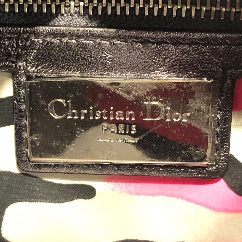 クリスチャン・ディオール Christian Dior レディディオールミディアム メタリックシルバー×カーキ ラム/エナメル レディース ハンドバッグ