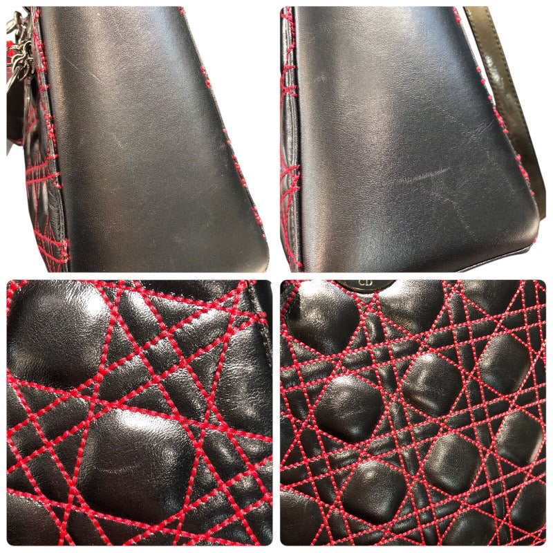 クリスチャン・ディオール Christian Dior レディディオールミディアム メタリックシルバー×カーキ ラム/エナメル レディース ハンドバッグ