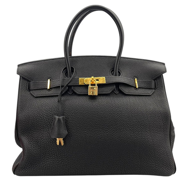 エルメス HERMES バーキン35 □J刻 ブラック GD金具 トリヨン レディース トートバッグ