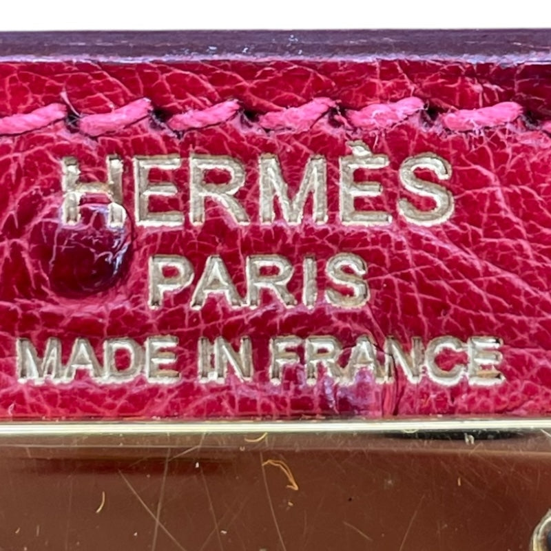 エルメス HERMES ケリー28 外縫い □K刻 ルージュヴィフ GD金具 オーストリッチ レディース ハンドバッグ