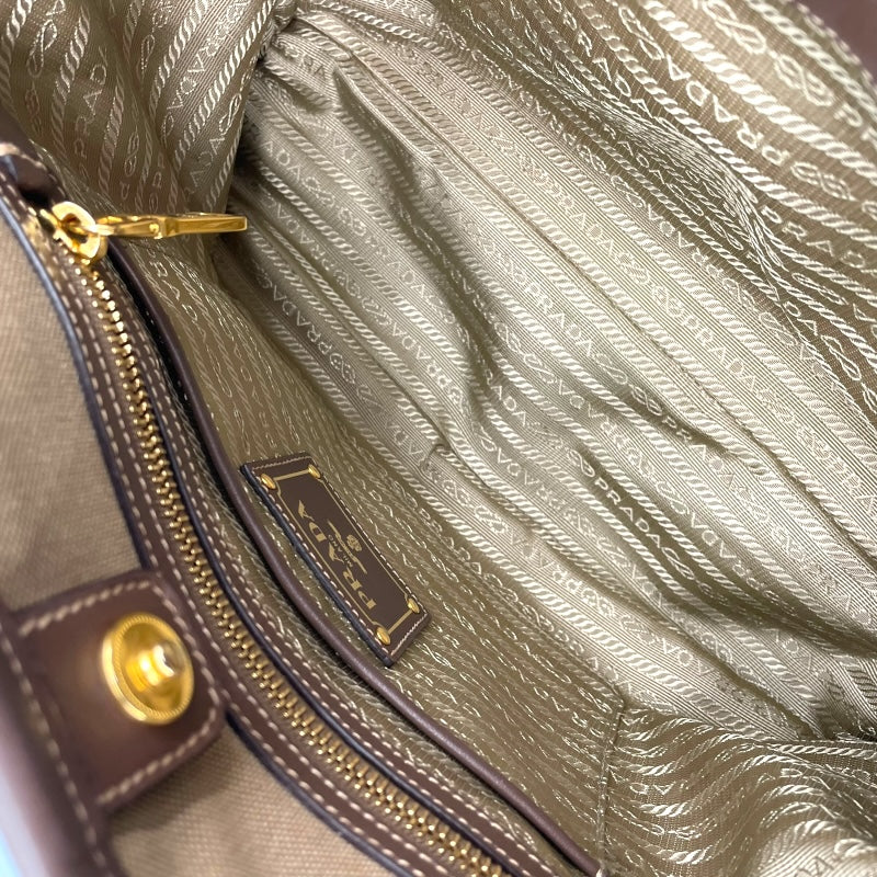 プラダ PRADA ロゴジャガード ハンドバッグ BN2832 ブラウン ゴールド金具 キャンバス/レザー レディース ショルダーバッグ