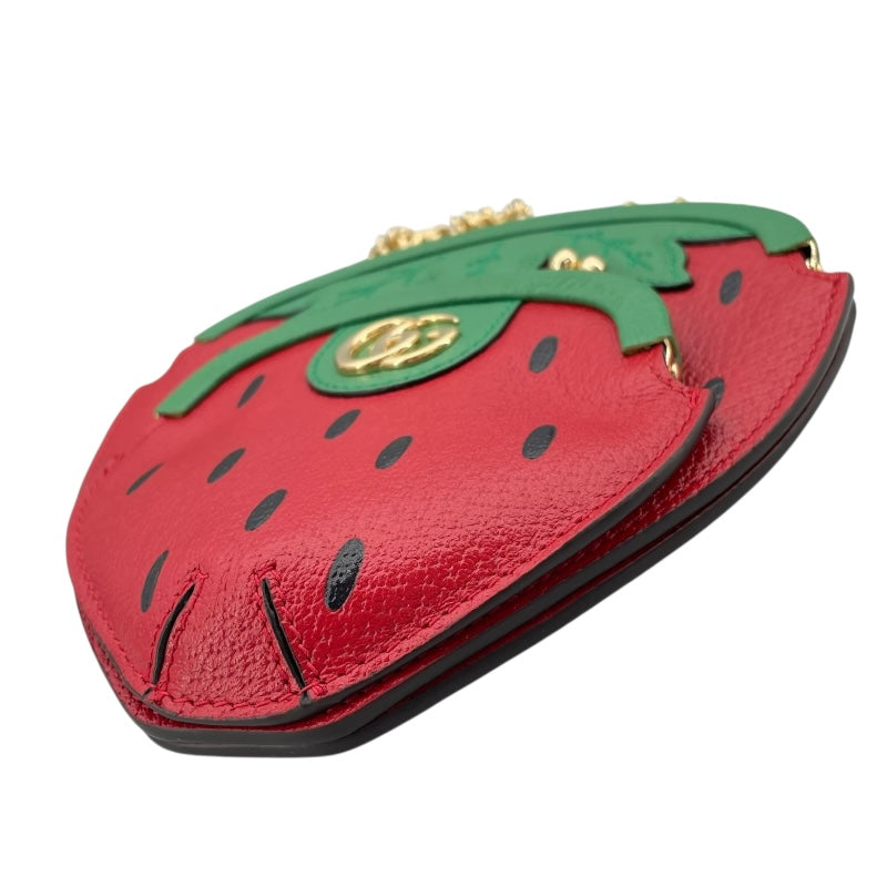グッチ GUCCI ストロベリーポシェットショルダーバッグ 719725 グリーン/レッド レザー レディース ショルダーバッグ
