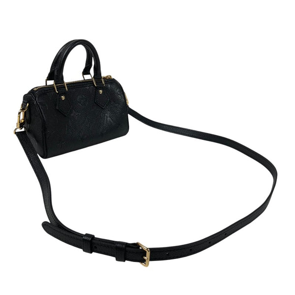 ルイ・ヴィトン LOUIS VUITTON ナノ・スピーディ M82450 ブラック モノグラム・アンプラントレザー レディース ショルダーバッグ