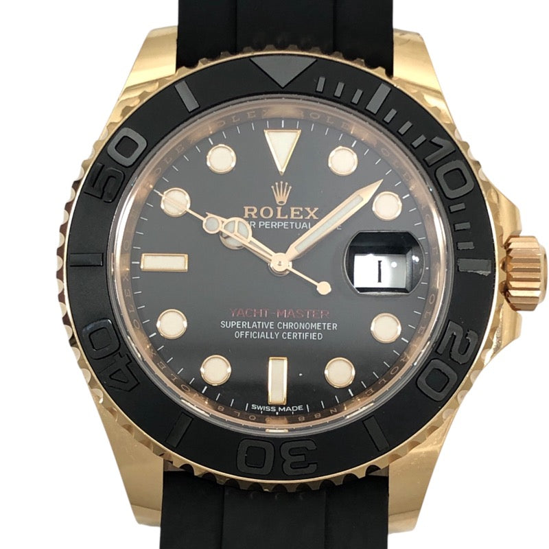 ロレックス ROLEX ヨットマスター40 ランダムシリアル 116655 ブラック K18YG/ラバーストラップ メンズ 腕時計