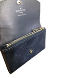 ルイ・ヴィトン LOUIS VUITTON ポルトモネ・アノエ マヒナ　ネイビー レザー レディース 二つ折り財布