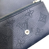 ルイ・ヴィトン LOUIS VUITTON ポルトモネ・アノエ マヒナ　ネイビー レザー レディース 二つ折り財布