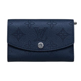 ルイ・ヴィトン LOUIS VUITTON ポルトモネ・アノエ マヒナ　ネイビー レザー レディース 二つ折り財布