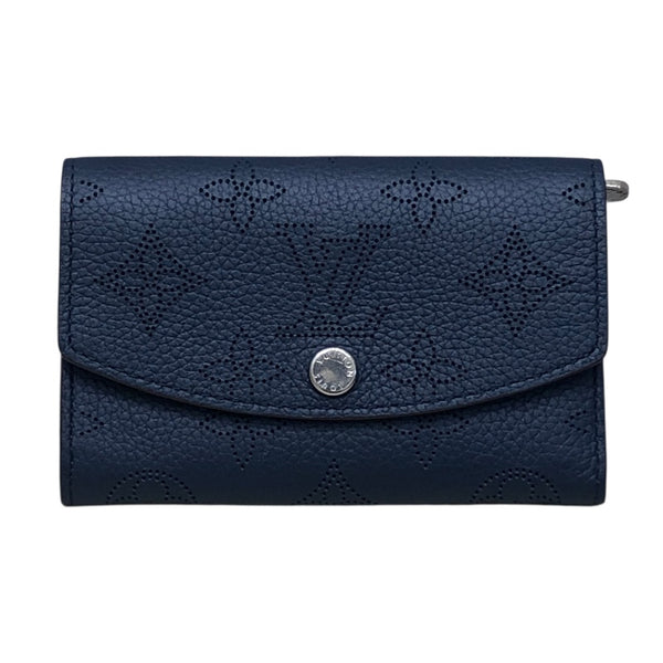 ルイ・ヴィトン LOUIS VUITTON ポルトモネ・アノエ マヒナ　ネイビー レザー レディース 二つ折り財布