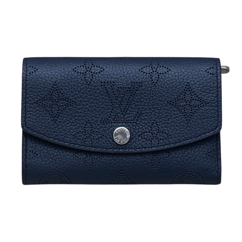 ルイ・ヴィトン LOUIS VUITTON ポルトモネ・アノエ マヒナ　ネイビー レザー レディース 二つ折り財布