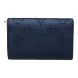 ルイ・ヴィトン LOUIS VUITTON ポルトモネ・アノエ マヒナ　ネイビー レザー レディース 二つ折り財布