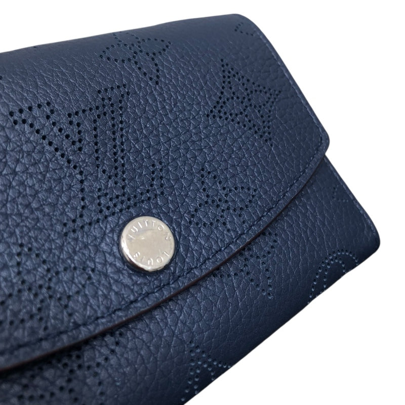 ルイ・ヴィトン LOUIS VUITTON ポルトモネ・アノエ マヒナ　ネイビー レザー レディース 二つ折り財布
