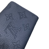 ルイ・ヴィトン LOUIS VUITTON ポルトモネ・アノエ マヒナ　ネイビー レザー レディース 二つ折り財布
