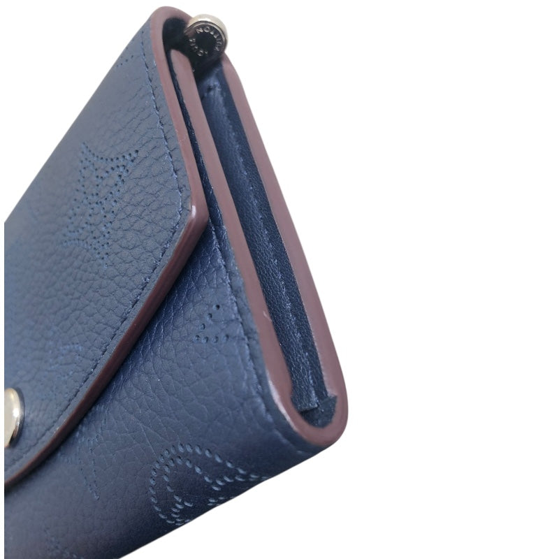 ルイ・ヴィトン LOUIS VUITTON ポルトモネ・アノエ マヒナ　ネイビー レザー レディース 二つ折り財布
