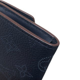 ルイ・ヴィトン LOUIS VUITTON ポルトモネ・アノエ マヒナ　ネイビー レザー レディース 二つ折り財布