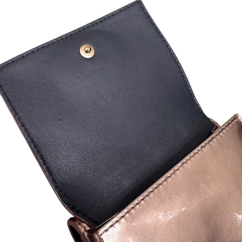 クリスチャン・ディオール Christian Dior マイクロカナージュ　コンパクトウォレット ピンク エナメル レディース 三つ折り財布