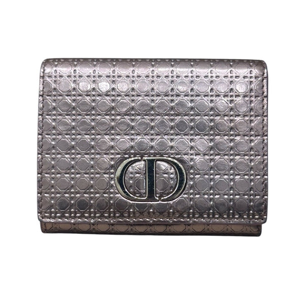 クリスチャン・ディオール Christian Dior マイクロカナージュ　コンパクトウォレット ピンク エナメル レディース 三つ折り財布