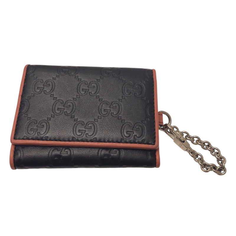 グッチ GUCCI グッチシマ　コンパクトウォレット 256442 ブラック グッチシマ　レザー レディース 三つ折り財布