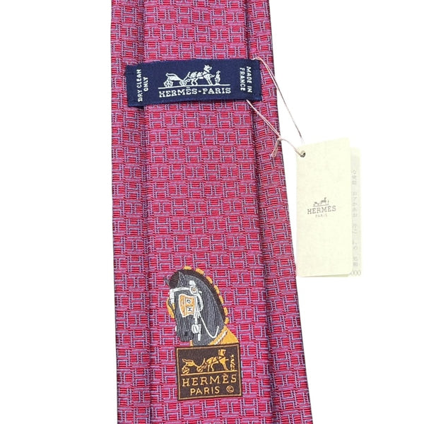 エルメス HERMES ロゴネクタイ レッド シルク メンズ ネクタイ