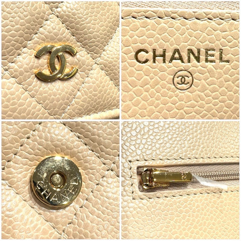 シャネル CHANEL マトラッセチェーンウォレット AP0250 ベージュ