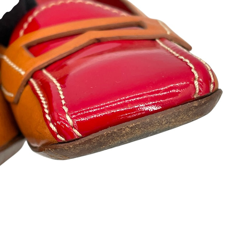 プラダ PRADA スクエアトゥパンプス ブラウン レザー レディース パンプス