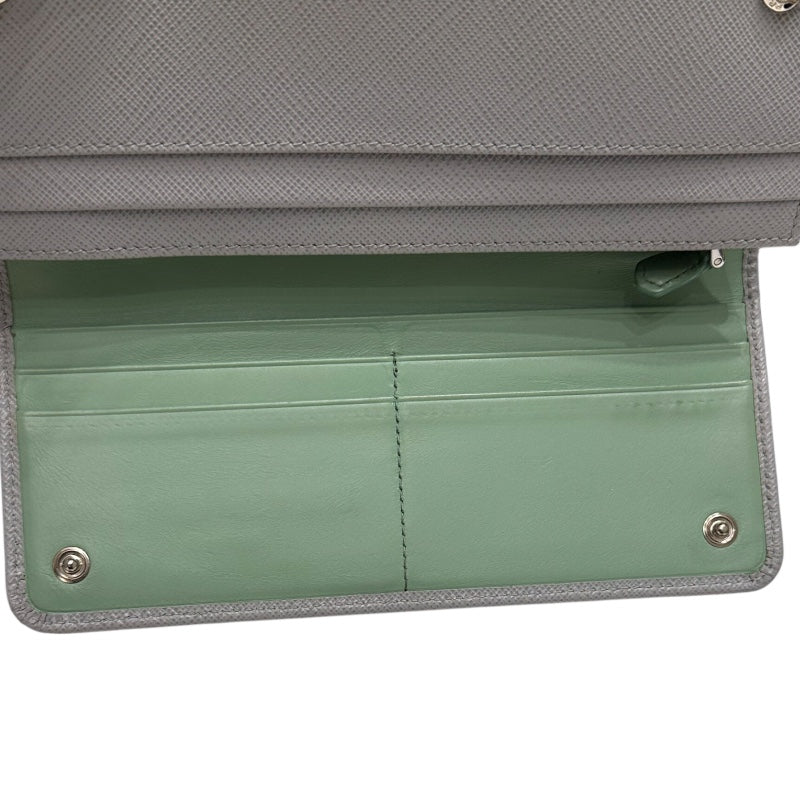 プラダ PRADA ロングウォレット グレー サフィアーノレザー レディース 長財布