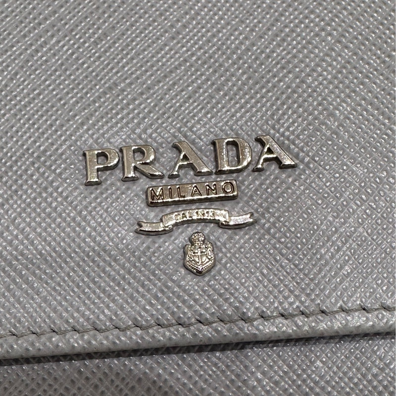 プラダ PRADA ロングウォレット グレー サフィアーノレザー レディース 長財布
