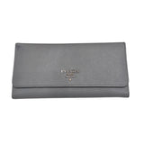プラダ PRADA ロングウォレット グレー サフィアーノレザー レディース 長財布