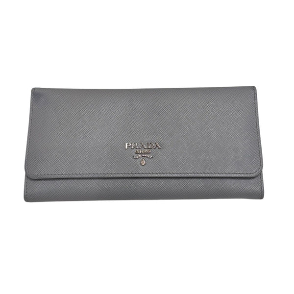 プラダ PRADA ロングウォレット グレー サフィアーノレザー レディース 長財布