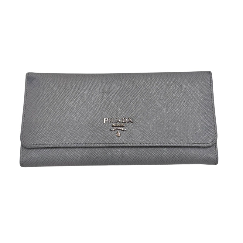 プラダ PRADA ロングウォレット グレー サフィアーノレザー レディース 長財布