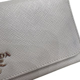 プラダ PRADA ロングウォレット グレー サフィアーノレザー レディース 長財布