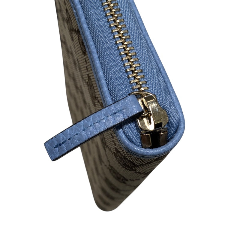 グッチ GUCCI ラウンドロングウォレット 363423 スカイブルー GGキャンバス レディース 長財布