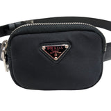 プラダ PRADA サフィアーノポーチ付きベルト34/85 1CM237 ブラック・ゴールド金具 サファイア サフィアールザー・ナイロン レディース ベルト