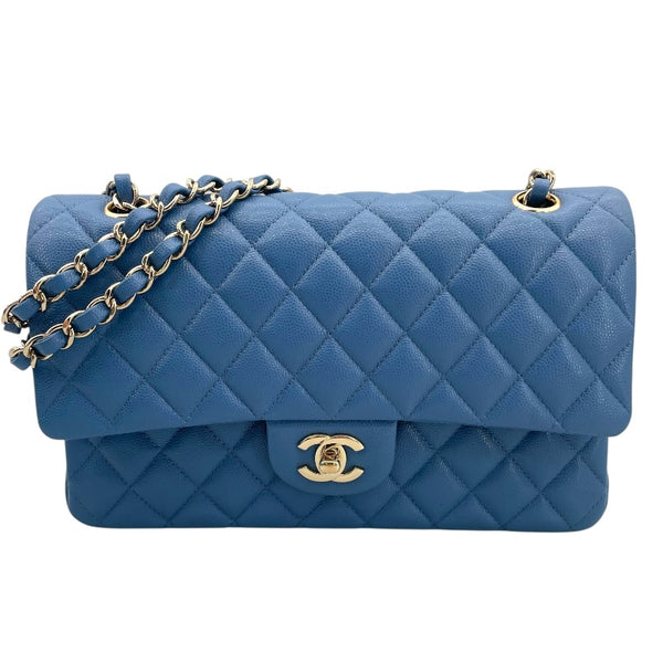 シャネル CHANEL マトラッセ25 A01112 30番台 ライトブルー ゴールド金具 キャビアスキン レディース ショルダーバッグ