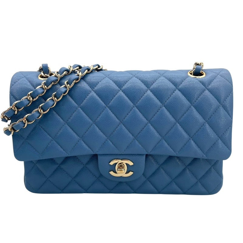 シャネル CHANEL マトラッセ25 A01112 30番台 ライトブルー ゴールド金具 キャビアスキン レディース ショルダーバッグ