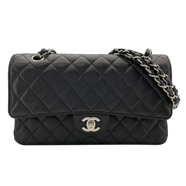 シャネル CHANEL マトラッセ25 A01112　26番台 ブラック　シルバー金具 キャビアスキン レディース ショルダーバッグ