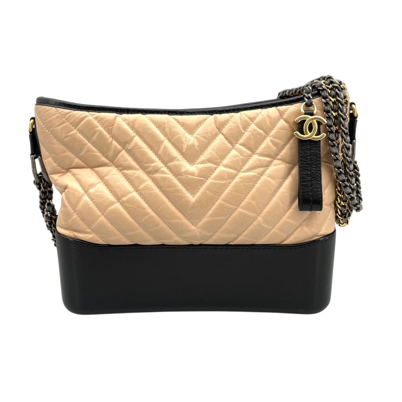 シャネル CHANEL ガブリエルドゥシャネル ホーボー ミディアム A93824 27番台 ピンク×ブラック カーフレザー レディース ショルダーバッグ