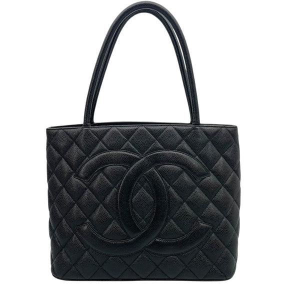 シャネル CHANEL 復刻トート A01804 7番台 ブラック シルバー金具 キャビアスキン レディース ハンドバッグ