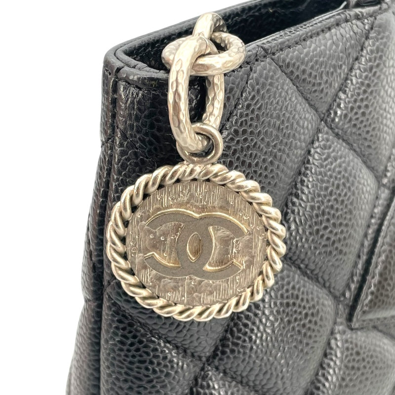 シャネル CHANEL 復刻トート A01804 7番台 ブラック シルバー金具 キャビアスキン レディース ハンドバッグ