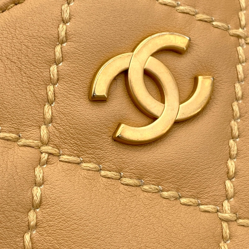 シャネル CHANEL ワイルドステッチトートバッグ 9番台 ベージュ カーフ レディース トートバッグ