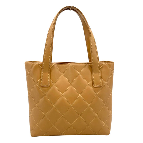シャネル CHANEL ワイルドステッチトートバッグ 9番台 ベージュ カーフ レディース トートバッグ