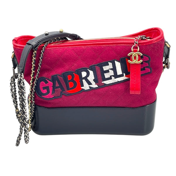 シャネル CHANEL ガブリエル ドゥ シャネル ホーボー ラージ A93824 24番台 ボルドー×ネイビー フェルト/カーフ レディース ショルダーバッグ