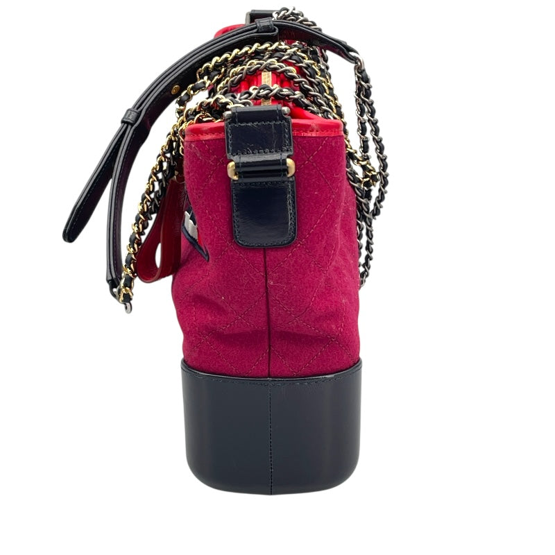 シャネル CHANEL ガブリエル ドゥ シャネル ホーボー ラージ A93824 24番台 ボルドー×ネイビー フェルト/カーフ レディース ショルダーバッグ