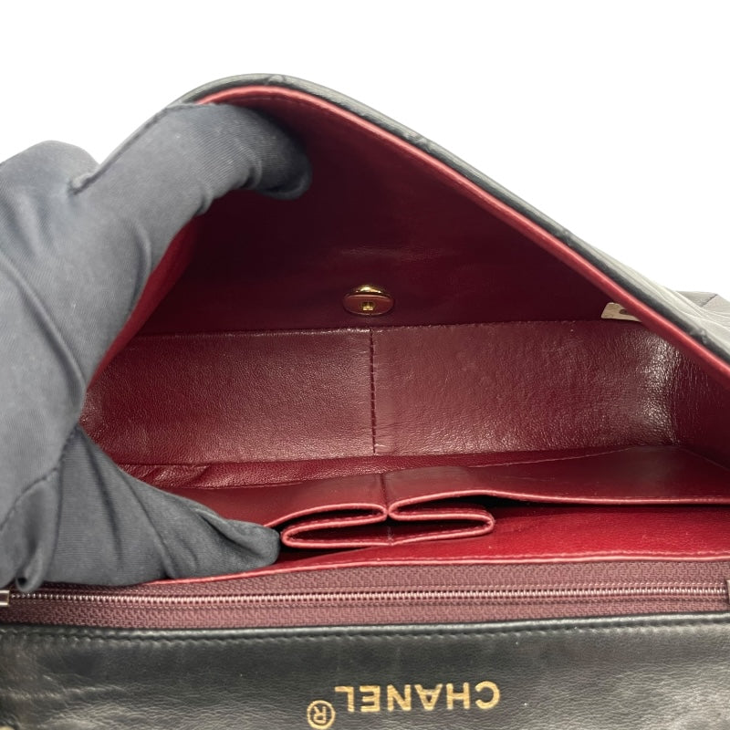 シャネル CHANEL マトラッセシングルフラップ A02500 1番台 ブラック ゴールド金具 ラムスキン レディース ショルダーバッグ