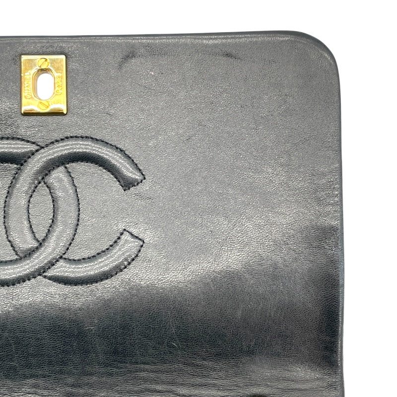 シャネル CHANEL マトラッセ シングルフラップ ブラック GD金具 ラム レディース ショルダーバッグ