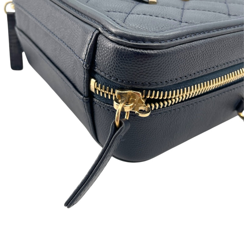 シャネル CHANEL CCフィリグリースモールバニティ A93342 26番台 ネイビー GD金具 キャビアスキン レディース ショルダーバッグ