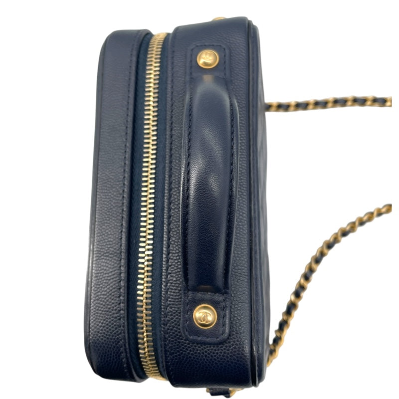 シャネル CHANEL CCフィリグリースモールバニティ A93342 26番台 ネイビー GD金具 キャビアスキン レディース ショルダーバッグ
