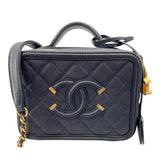 シャネル CHANEL CCフィリグリースモールバニティ A93342 26番台 ネイビー GD金具 キャビアスキン レディース ショルダーバッグ